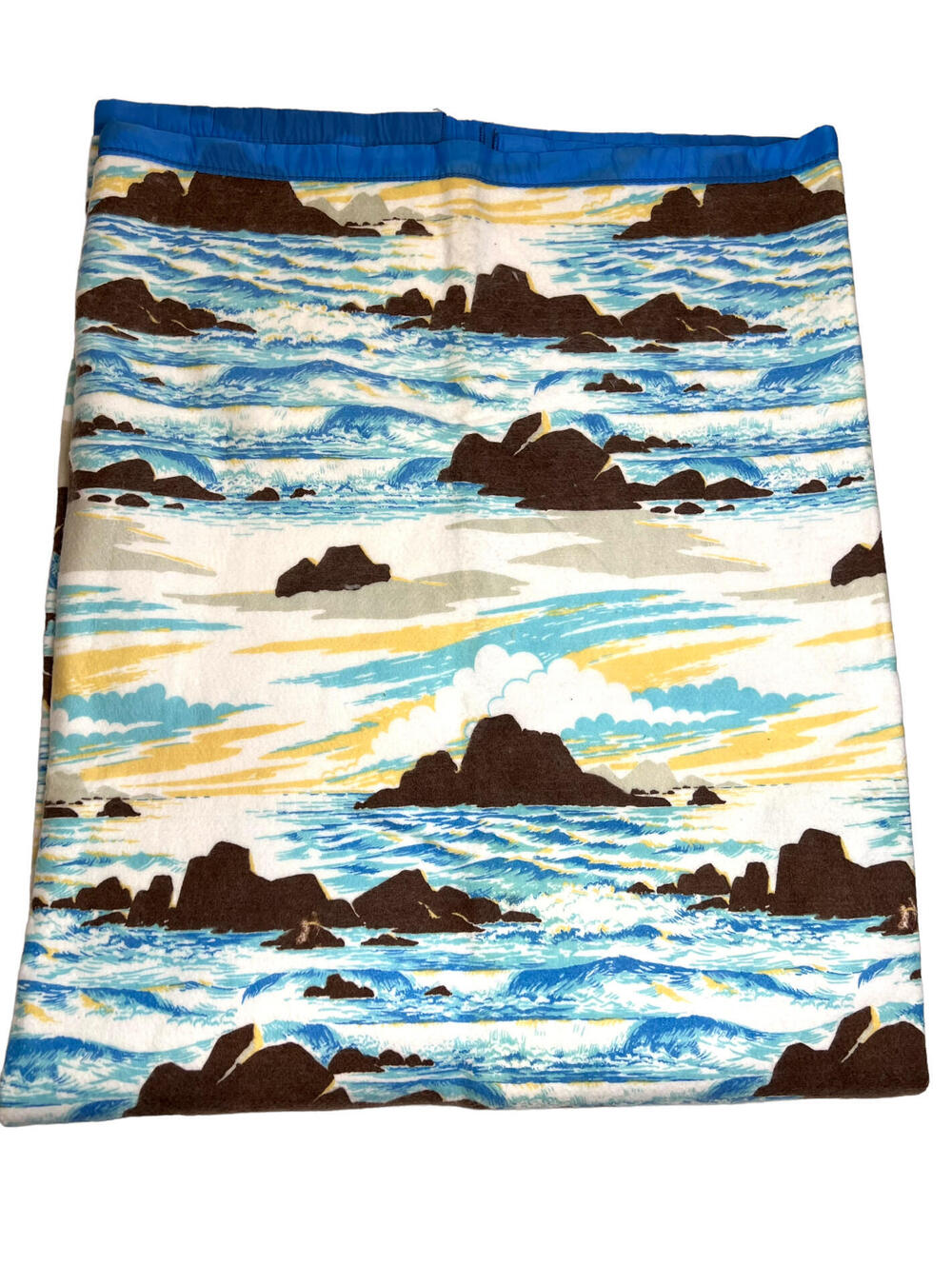 Vintage Beacon Sunset Isle Blanket 72x90 Coastal Beach Retro 70s USA Ocean Waves